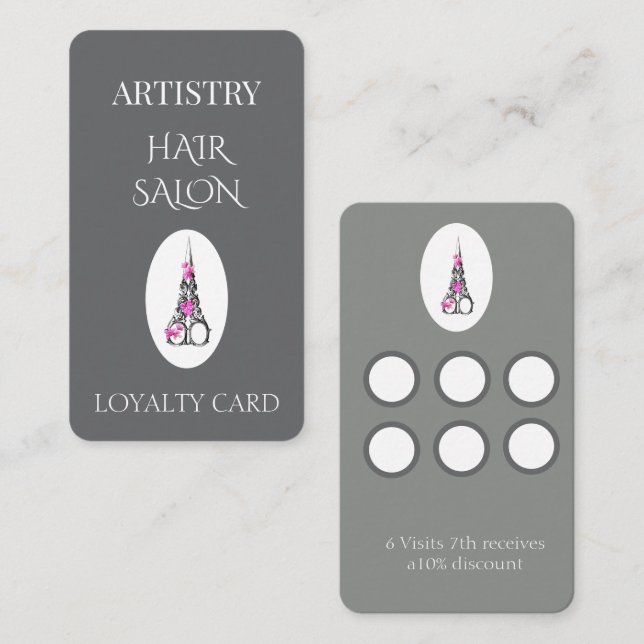 Carte de fidélité pour salon de coiffure de luxe (Devant / Derrière)