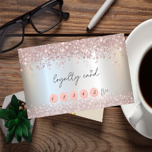 Carte De Fidélité Poussière de confettis élégante rose gold sur fond