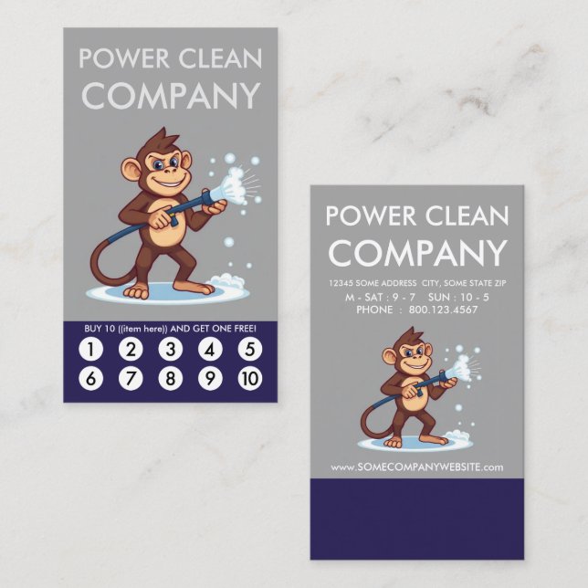 Carte de fidélité Power Clean Monkey Punch (Devant / Derrière)