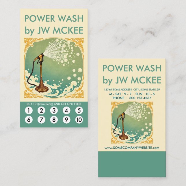 Carte de fidélité Power Wash (Devant / Derrière)