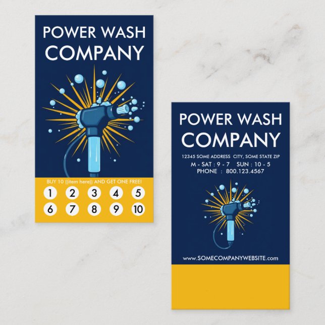 Carte de fidélité Power Wash (Devant / Derrière)