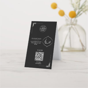 Carte De Fidélité Présentoir de table QR Code Ramadan noir   Panneau