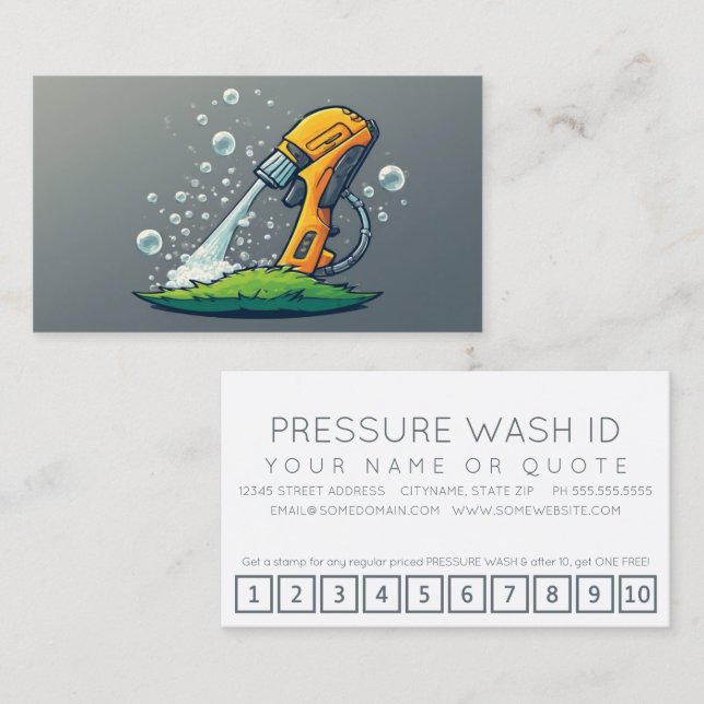 Carte De Fidélité PRESSURE WASHER customer loyalty punch card (Devant / Derrière)
