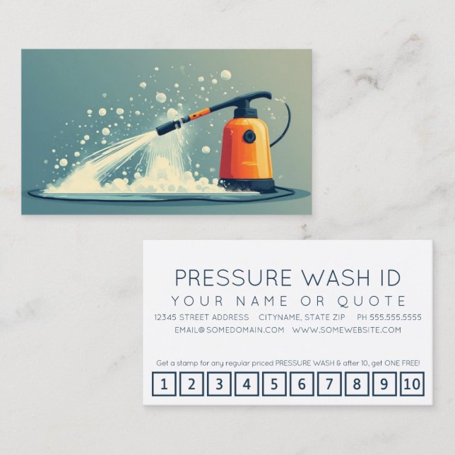 Carte De Fidélité PRESSURE WASHER customer loyalty punch card (Devant / Derrière)