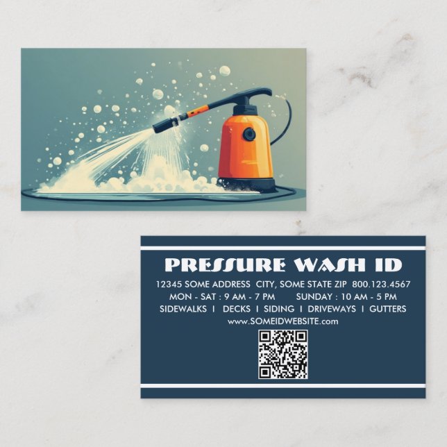 Carte De Fidélité PRESSURE WASHER with qr code (Devant / Derrière)