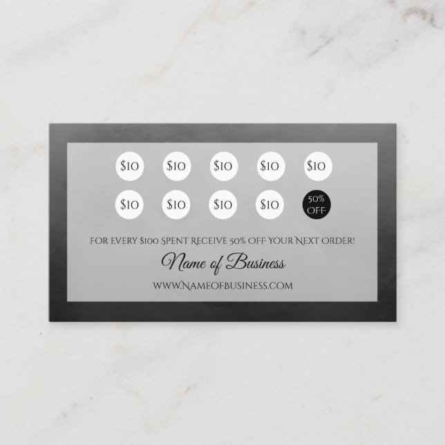 Carte De Fidélité Professionnel Simple Black Punch Loyalty Rewards (Devant)