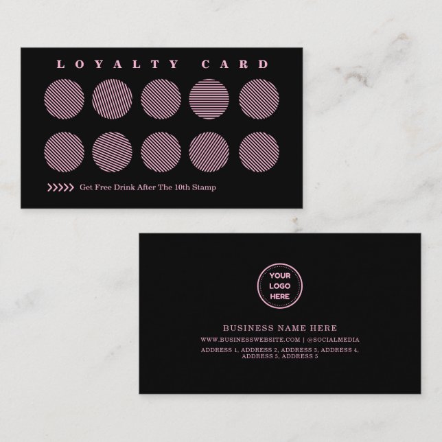 Carte De Fidélité Programme de récompense en bande rose de bonbons e (Devant / Derrière)