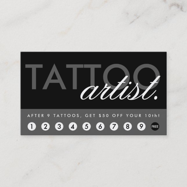 Carte De Fidélité programme de récompense pour artistes de tatouage (Devant)