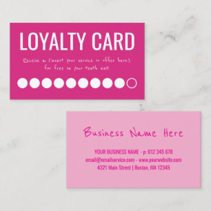 Carte de fidélité Punch Card Rose Chaud Blanc Dix