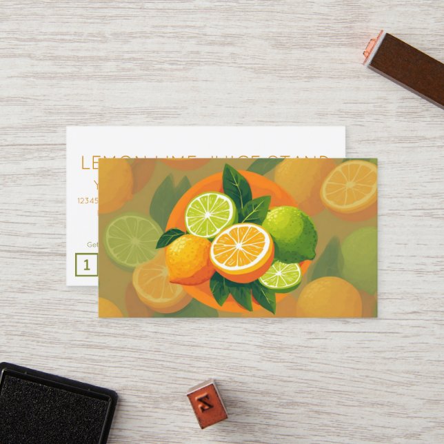 carte de fidélité punch LEMONS LIMES client (Devant/Arrière en situation)