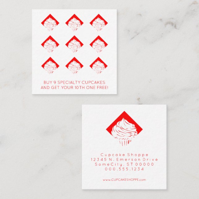 Carte De Fidélité punch rétro cupcakes diamant loyauté (Devant / Derrière)