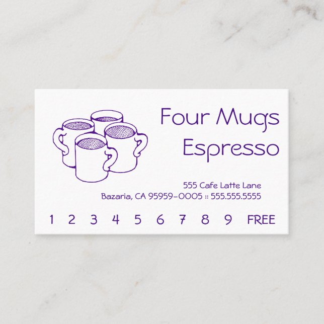 Carte De Fidélité Quatre Mugs (Devant)