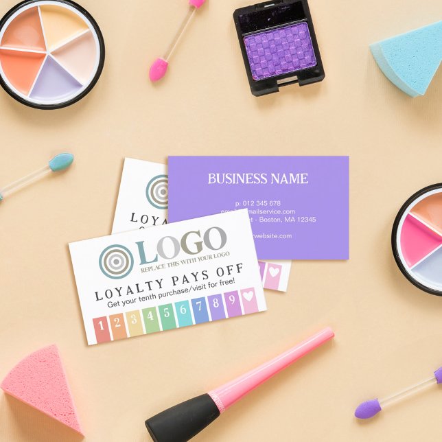 Carte De Fidélité Rainbow Stripes Heart 10 Votre logo Loyalty Punch (Créateur téléchargé)