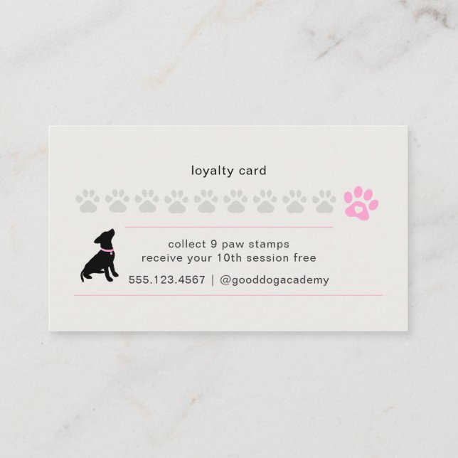 Carte De Fidélité Récompense pour dresseur de chiens Silhouette Mode (Dos)