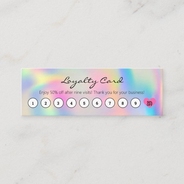 Carte De Fidélité Réduction simple client Pastel Rainbow avec coeur (Devant)