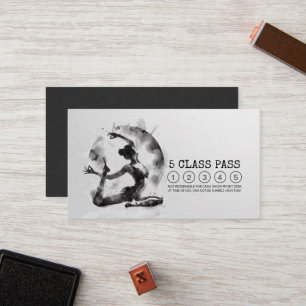 Carte De Fidélité Reiki Instructeur Yoga Pose Noir Blanc Classe Pass