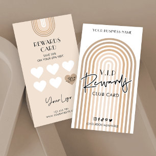 Carte De Fidélité Retro Arch Boho Beige tendance Logo d'affaires