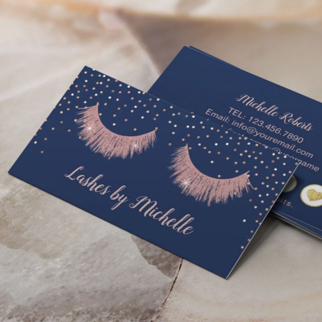 Carte De Fidélité Rose de maquillage Lashes Gold & Navy Loyalty (Créateur téléchargé)