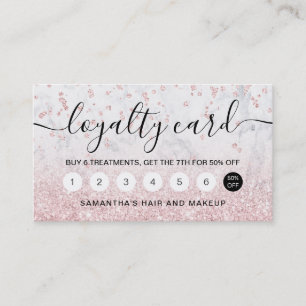 Carte De Fidélité rose de maquillage parties scintillant en marbre b