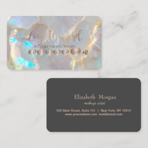 Carte De Fidélité Rose Gold Élégant Professionnel Cœurs Pierre d'Opa