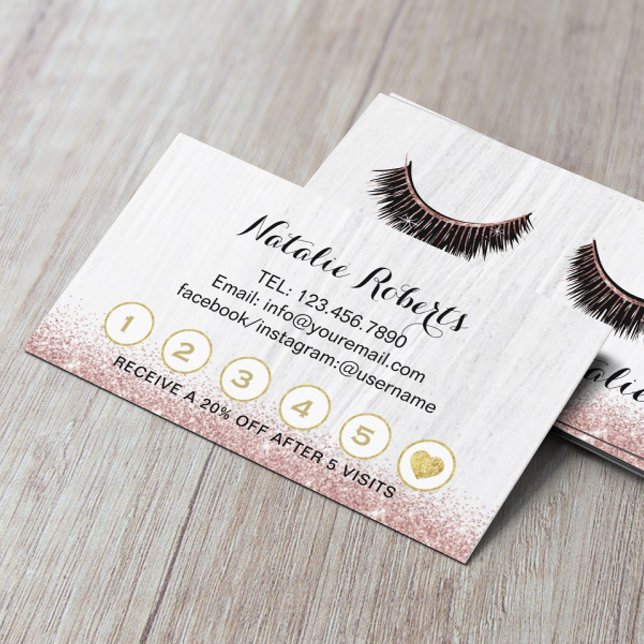 Carte De Fidélité Rose Gold Lashes Maquillage Artiste Salon Loyauté (Créateur téléchargé)
