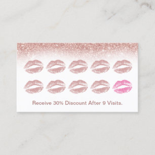 Carte De Fidélité Rose Gold Lipstick Lips Maquillage Artiste Salon d