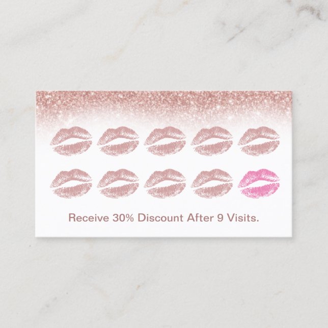 Carte De Fidélité Rose Gold Lipstick Lips Maquillage Artiste Salon d (Devant)
