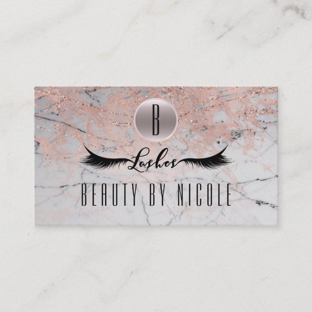 Carte de fidélité Rose Gold Pink Marble Lashes (Devant)