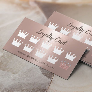 Carte De Fidélité Rose moderne Gold Crowes Salon de beauté Spa Loyau
