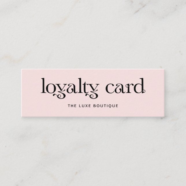 Carte De Fidélité Rose Pâle avec Typographie Noir Luxe (Devant)