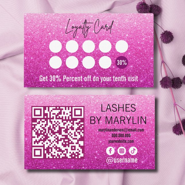 Carte De Fidélité Rose Pink Parties scintillant Ombre Lash Technicie (Créateur téléchargé)