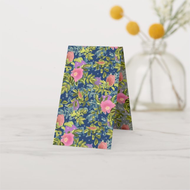 Carte De Fidélité Rose sauvage, arrière - plan bleu, rose sauvage, r (Devant)