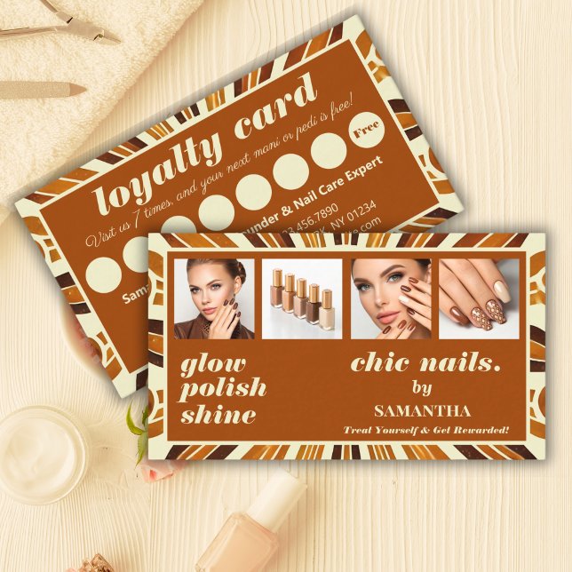 Carte De Fidélité Rustic Chic Photo Collage Nails Par Beauty Salon (Créateur téléchargé)