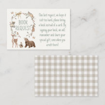 Rustic Woodland Baby Shower Book Request Insert