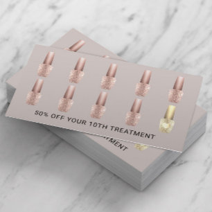 Carte De Fidélité Salon à ongle Blush Rose or polonais Manicuriste