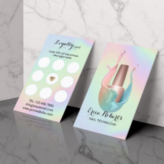 Carte De Fidélité Salon à ongle Polonais Bouteille Pastel Unicorn Sp