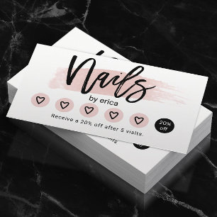 Carte De Fidélité Salon à ongles Cute Blush Pink Manicurist Loyauté