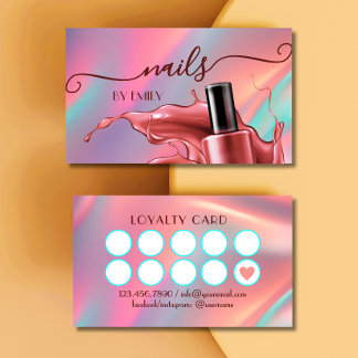 Carte De Fidélité Salon à ongles Polonais Bouteille Splash Pastel