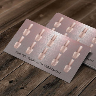 Carte De Fidélité Salon à ongles Rose Gold Metal Polonais Manicurist
