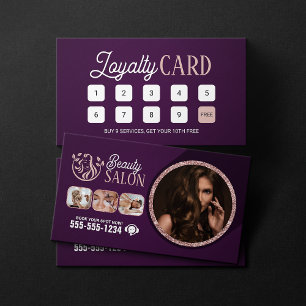 Carte De Fidélité Salon de Beauté Chic Rose Gold Coiffure Ongles Maq