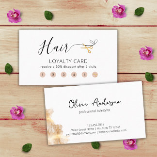 Carte De Fidélité Salon de beauté Coiffeur Coiffeuse Ciseaux d'or