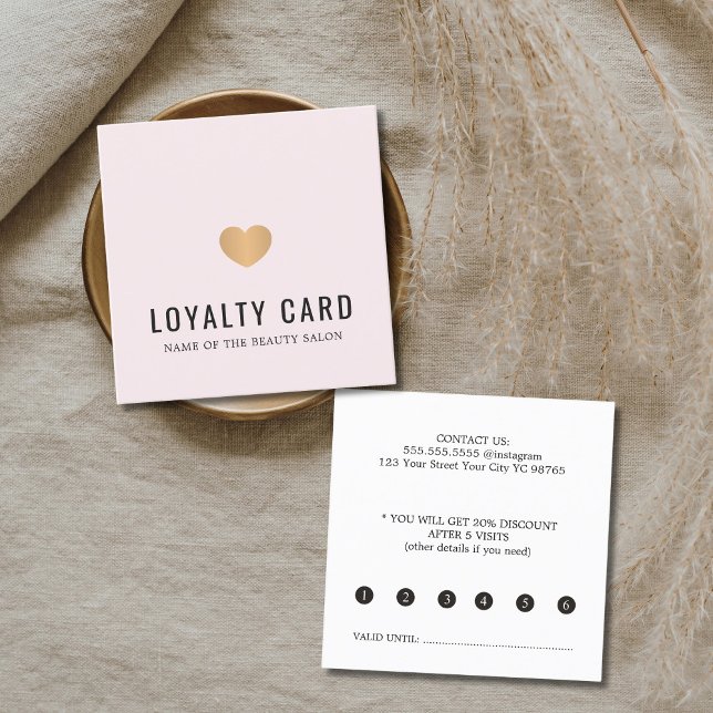 Carte De Fidélité Salon de Beauté Élégant Rose Gold Heart (Créateur téléchargé)