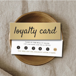 Carte De Fidélité Salon de beauté élégant simple d'or de Faux