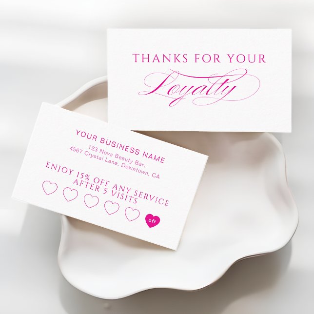 Carte De Fidélité Salon de Beauté Rose Chaud et Blanc (Créateur téléchargé)