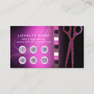 Carte De Fidélité Salon de beauté rose de cheveux et de maquillage