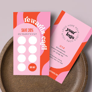 Carte De Fidélité Salon de beauté unique Retro Pink & Red Nail Spa