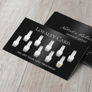 Carte De Fidélité Salon de ongle Manicuriste moderne Noir Beauté Loy
