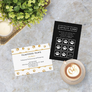 Carte De Fidélité Salon de toilettage professionnel Gold Glitter Paw