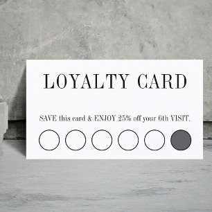 Carte De Fidélité Salon Élégant Noir et Blanc 5+1