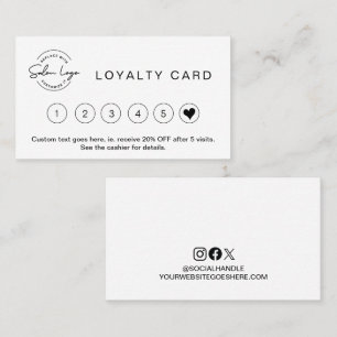 Carte De Fidélité Salon Minimaliste Logo personnalisé noir blanc